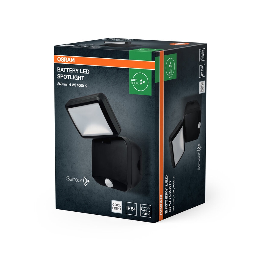 Osram - Уличный настенный светодиодный прожектор с датчиком BATTERY LED/4W/4xD IP54