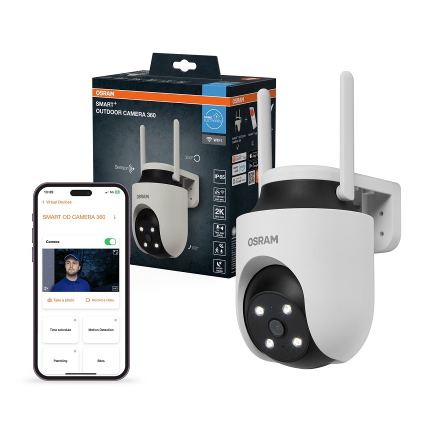 Osram - Умная наружная камера 360° с матрицей 2K SMART+ 230 В IP67 Wi‑Fi