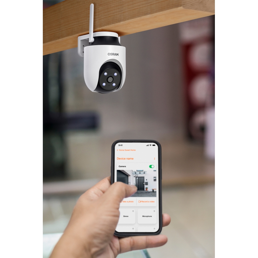 Osram - Умная наружная камера 360° с матрицей 2K SMART+ 230 В IP67 Wi‑Fi