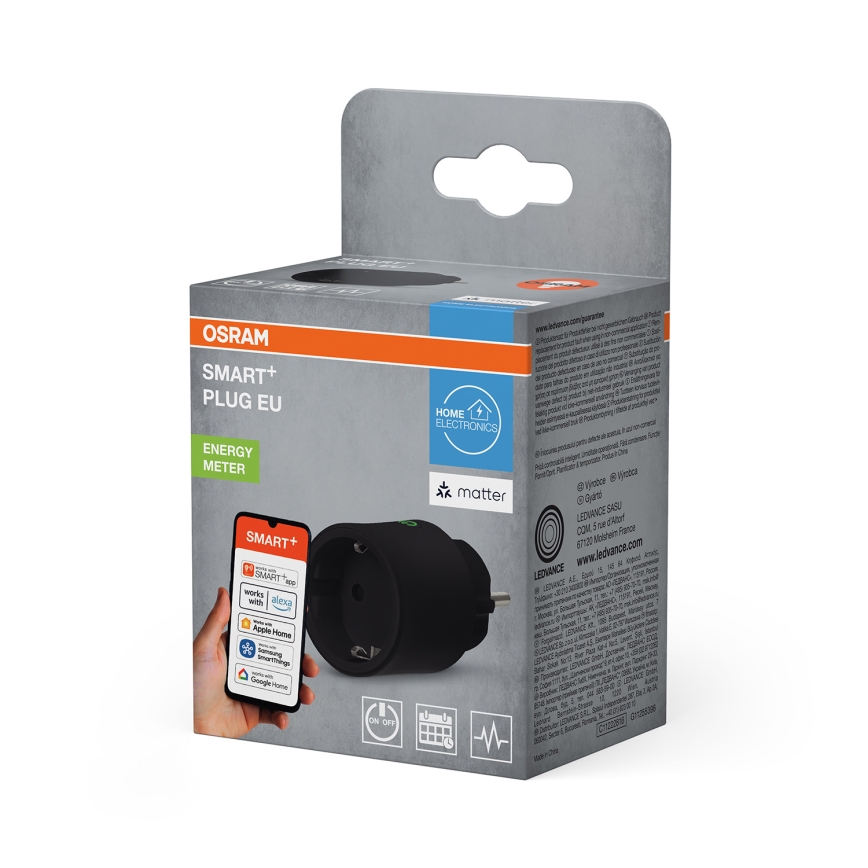 Osram - Умная розетка SMART+ MATTER SCHUKO 2300W/230V/10A Wi-Fi черная