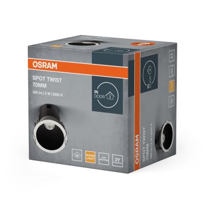 Osram - встраиваемый потолочный LED-светильник SPOT TWIST, 5 Вт, 230 В, 3000 К, диаметр 7 см, белый/чёрный