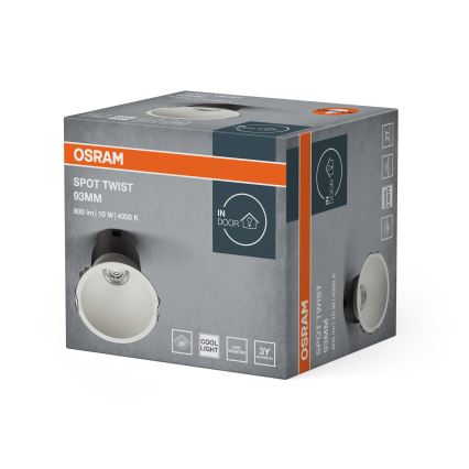 Osram - встраиваемый потолочный светильник SPOT TWIST LED, 10 Вт, 230 В, 4000 К, диаметр 9,3 см, белый