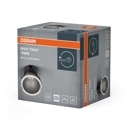 Osram - Встраиваемый потолочный светильник SPOT TWIST LED, 5 Вт, 230 В, 4000 К, Ø7 см, белый/серебристый