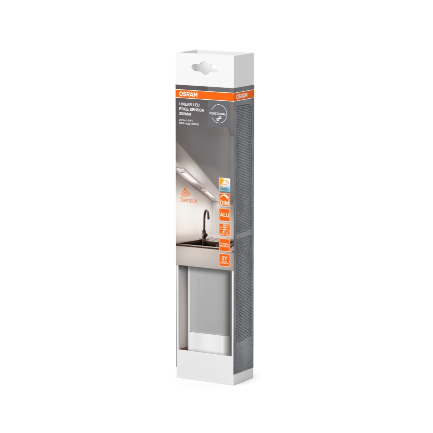 Osram - LED затемнюваний підсвітний світильник під шафу зі датчиком руху LINEAR EDGE LED/4W/230V 3000/4000/6500K 30 cm білий
