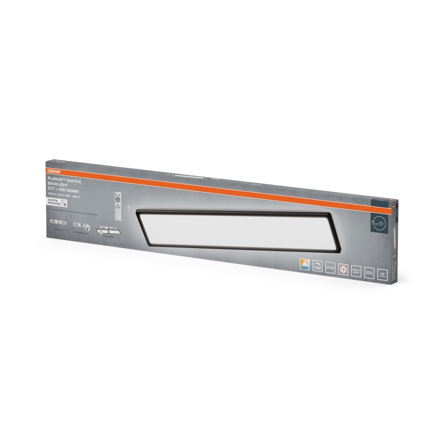 Osram - LED стельовий світильник для ванної кімнати з регульованою яскравістю PLANON EASYFIX LED/30W/230V 2600-6000K 20x98 cm IP54 чорний + пульт дистанційного керування
