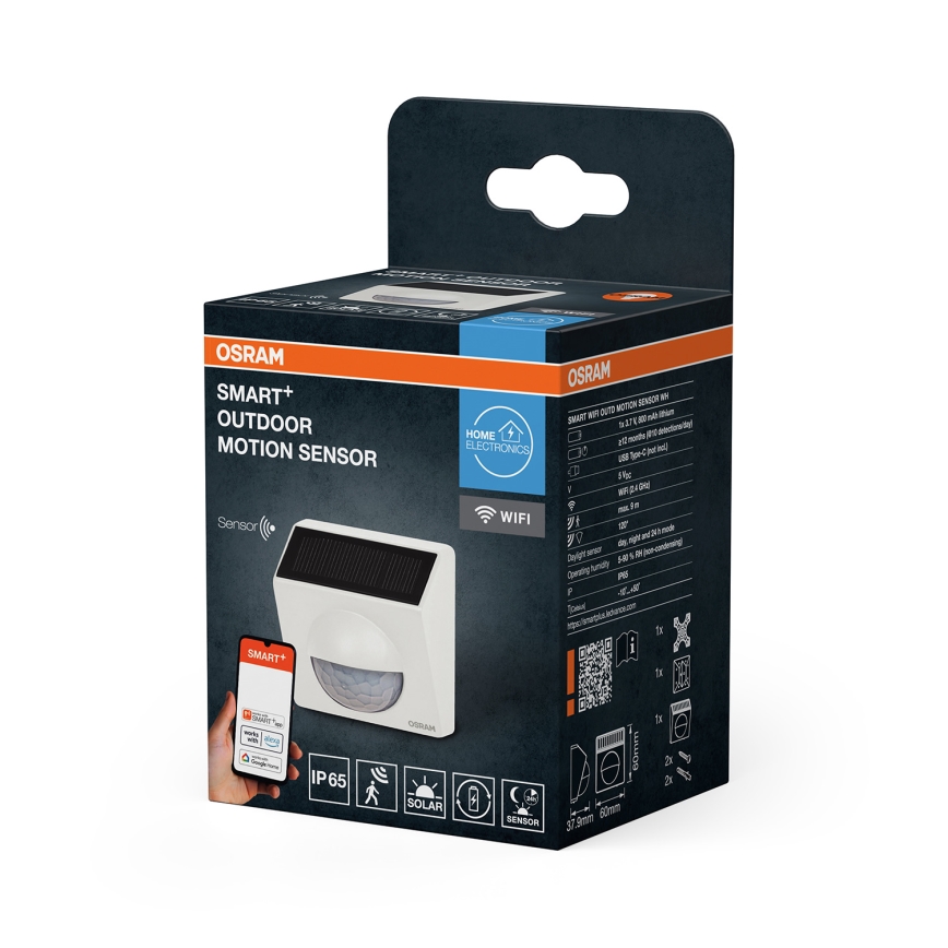 Osram - Зовнішній сонячний датчик руху SMART+ 3,7V білий IP65 Wi-Fi 800 mAh