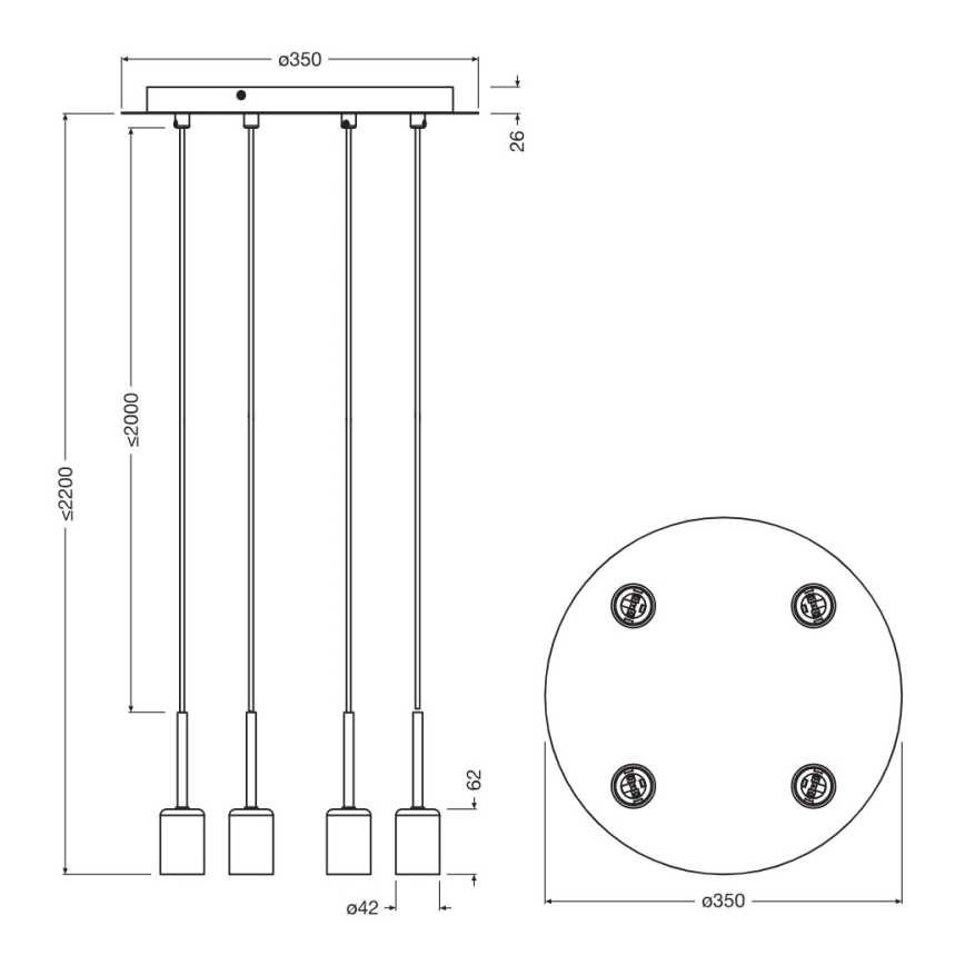 Osram - кабель питания для подвесной лампы NEEDLE PENDANT, 4xE27/25W/230V, бежевый