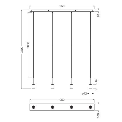 Osram - Кабель питания NEEDLE PENDANT 4xE27/25W/230V бежевый
