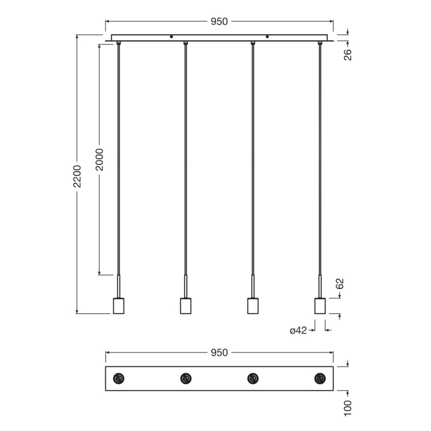Osram - Кабель питания NEEDLE PENDANT 4xE27/25W/230V бежевый