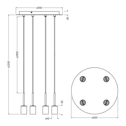 Осрам - Кабель живлення НІДЛ ПЕНДАНТ 4xE27/25W/230V бежевий