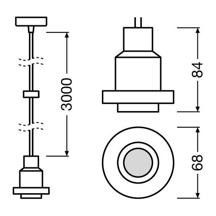 Osram - Кабель живлення PENDULUM 1xE27/40W/230V чорний