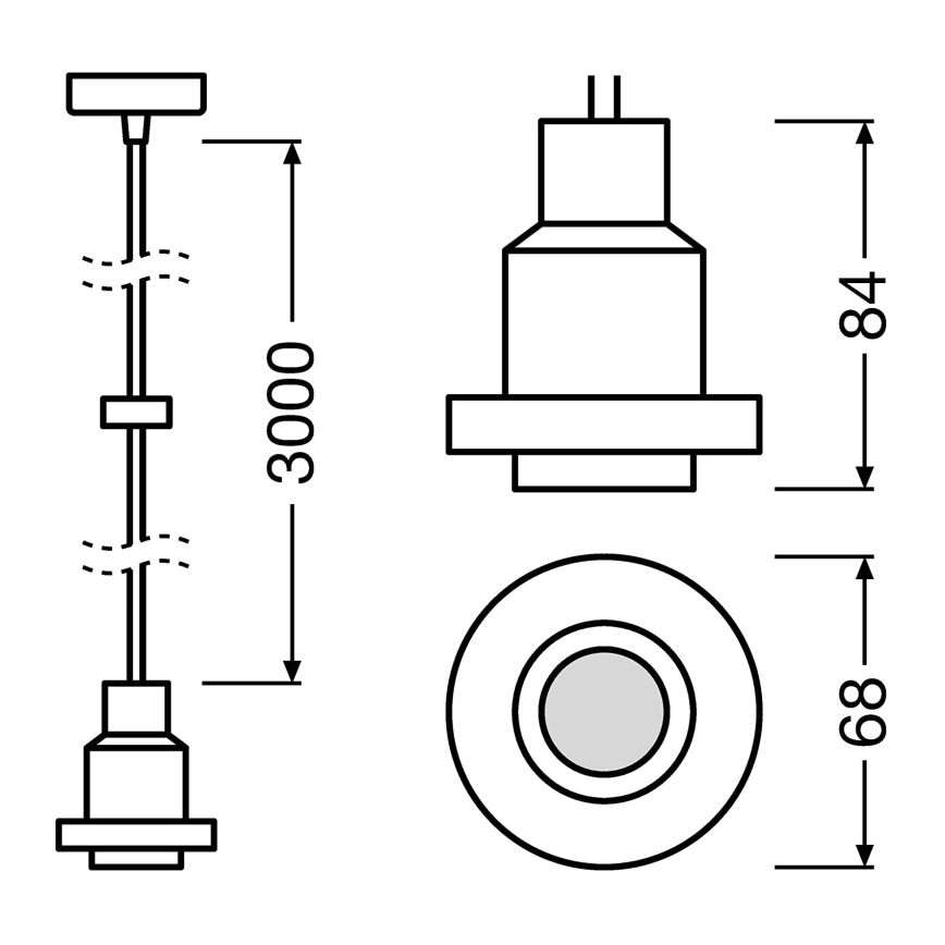 Osram - Кабель живлення PENDULUM 1xE27/40W/230V чорний
