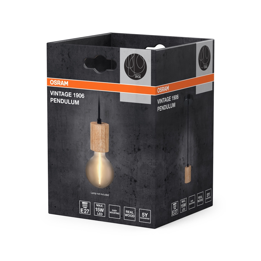 Osram - Кабель живлення PENDULUM CYLINDER 1xE27/15W/230V дерев'яний