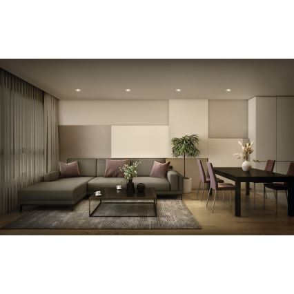 Osram — набір із 3 шт. димованих вбудованих LED-спотів SPOT LED, 4,9 Вт / 230 В, 2700 К (тепле біле), діам. 8,7 см, білий