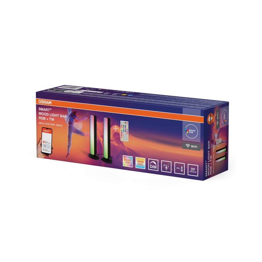 Osram - Комплект из 2 диммируемых настольных светодиодных ламп RGBW MOOD LIGHT LED/4W/230V 2700-6500K Wi-Fi + пульт дистанционного управления