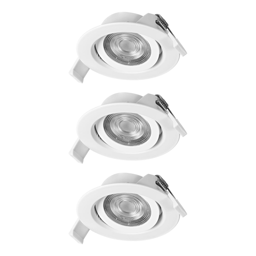 Osram - комплект из 3 диммируемых встраиваемых потолочных светильников SPOT LED/4,9W/230V 2700K, диаметр 8,7 см, белые