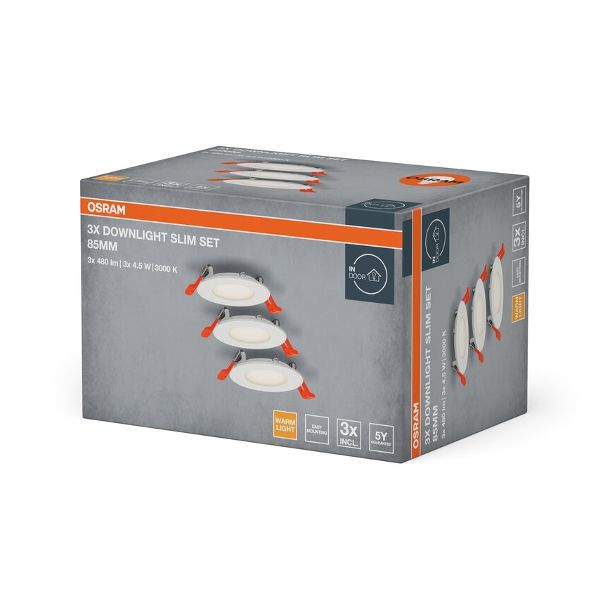 Osram - Комплект из 3 встраиваемых потолочных светильников SLIM LED/4,5W/230V