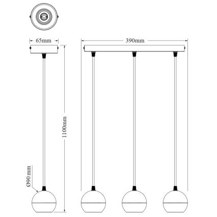 Osram — люстра на тросе SPOT SPHERAL, 3×GU10/6 Вт/230 В, чёрная