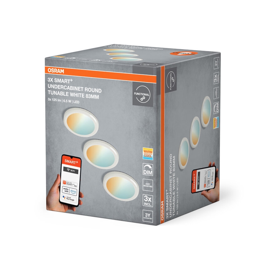 Osram - КОМПЛЕКТ из 3 диммируемых LED-светильников для установки под шкафы SMART+ LED/6,5W/230V 3000-6500K Wi-Fi