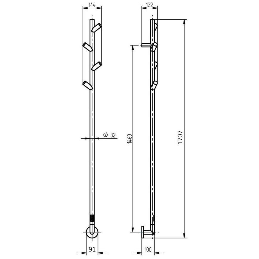 P.M.H. LS1B - Електрична рушникосушарка LISA 24 Вт/230 В 170 см IP44 чорна