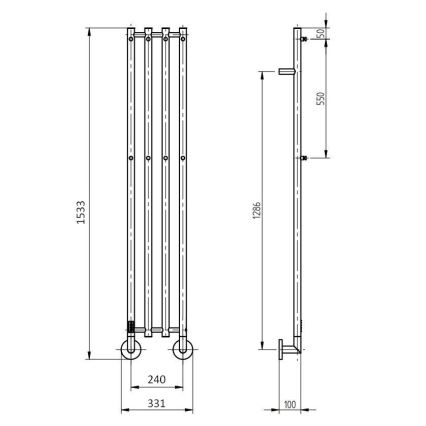 P.M.H. MO1SS-LK - Электрический полотенцесушитель MONA 93W/230V 153,3 cm IP44 полированная нержавеющая сталь