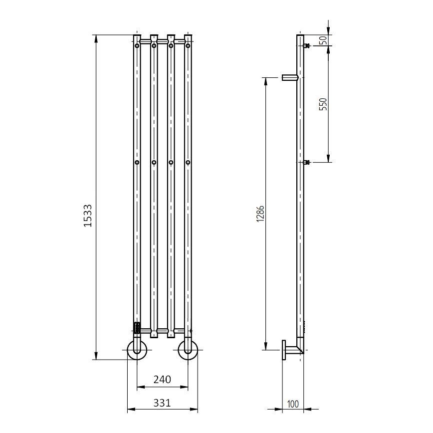 P.M.H. MO1SS-LK - Электрический полотенцесушитель MONA 93W/230V 153,3 cm IP44 полированная нержавеющая сталь