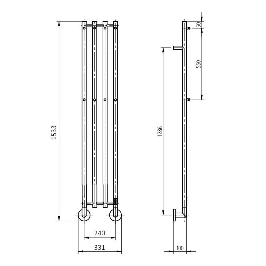 P.M.H. MO1SS-LK - Електрична рушникосушка MONA 93W/230V 153,3 cm IP44 полірована нержавіюча сталь
