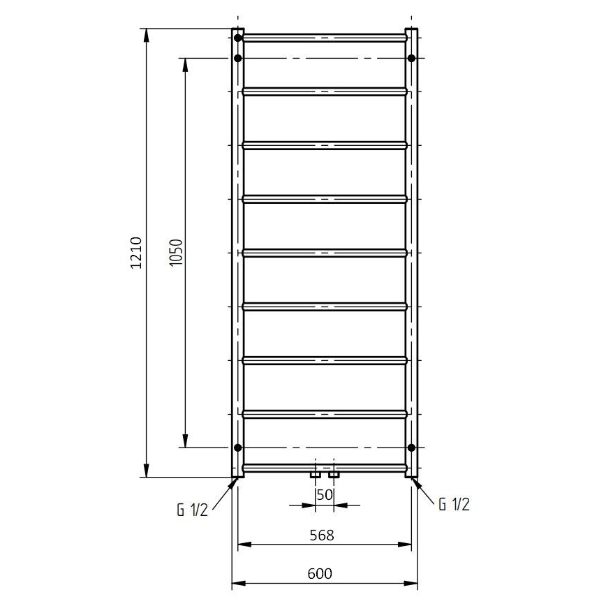 P.M.H. NS4W-M - Драбинна рушникосушка для ванної кімнати NAAS 349W 121 см біла
