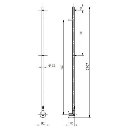 P.M.H. OL1SS - Электрическая сушилка для полотенец OLE 24W/230V 170 см IP44 полированная нержавеющая сталь