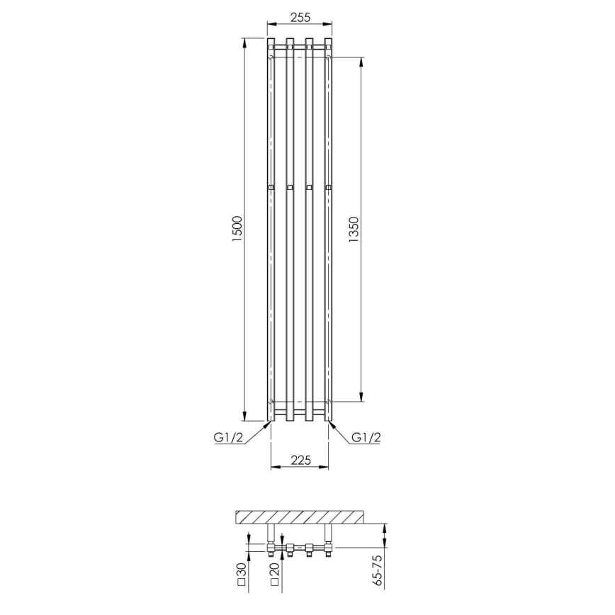 P.M.H. PX2C/4 - полотенцесушитель PLUTO X для ванной, 350 Вт, 150 см, глянцевый хром