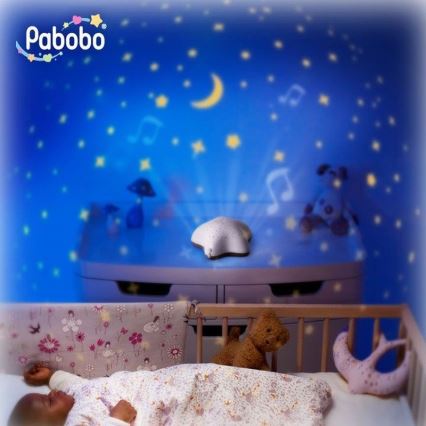 PABOBO - Проектор с мелодией STAR 3xAA бежевый