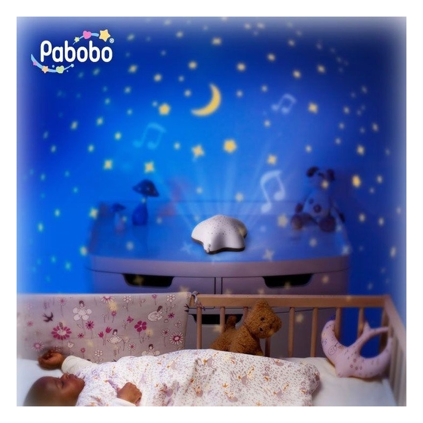 PABOBO - Проектор с мелодией STAR 3xAA бежевый