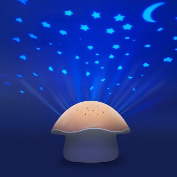 PABOBO - Проєктор з мелодією STAR MUSHROOM 3xAA лососево-рожевий