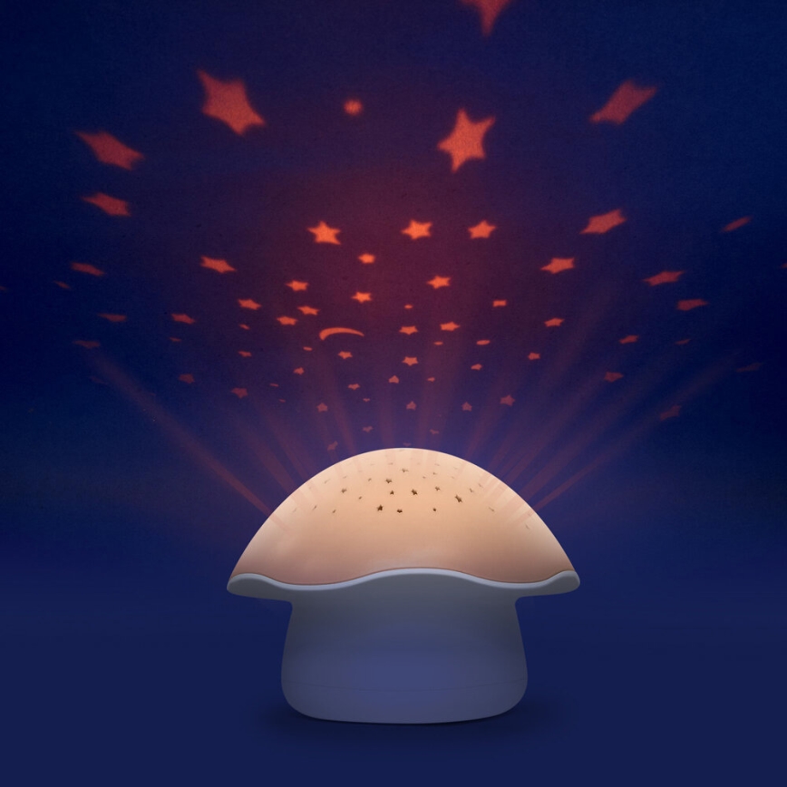 PABOBO - Проєктор з мелодією STAR MUSHROOM 3xAA лососево-рожевий