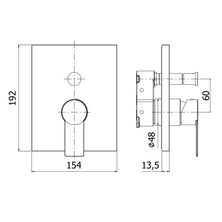 Paffoni - Душевой смеситель для скрытого монтажа TANGO, полированный хром