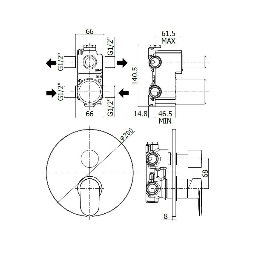 Paffoni - Душевой смеситель для встраиваемого монтажа CANDY, полированный хром