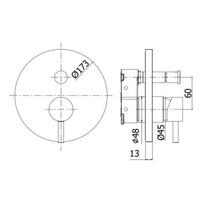 Paffoni - Душовий змішувач для прихованого монтажу LIGHT, глянцевий хром