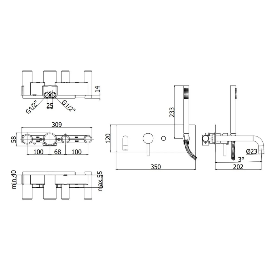 Paffoni - Ванний комплект LIGHT матовий хром