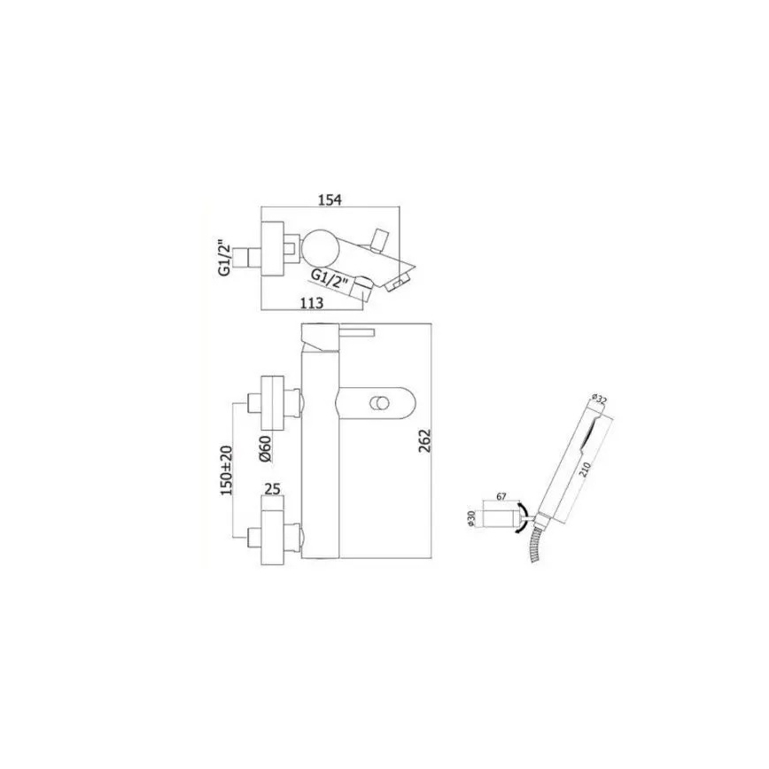 Paffoni - ванний комплект зі змішувачем LIGHT, шліфоване золото