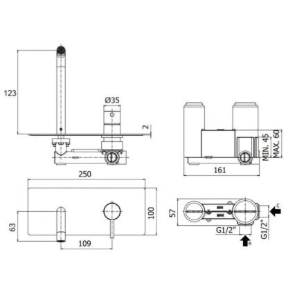 Paffoni - Встраиваемый смеситель для раковины LIGHT, золотой