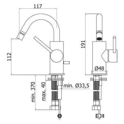 Паффоні - змішувач для біде ЛАЙТ чорний
