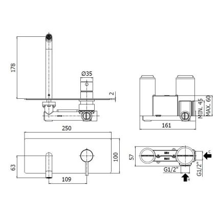 Paffoni - Змішувач для умивальника прихованого монтажу LIGHT полірований хром
