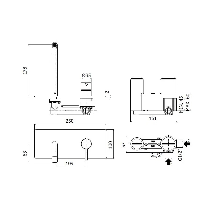 Paffoni - Змішувач для умивальника прихованого монтажу LIGHT полірований хром
