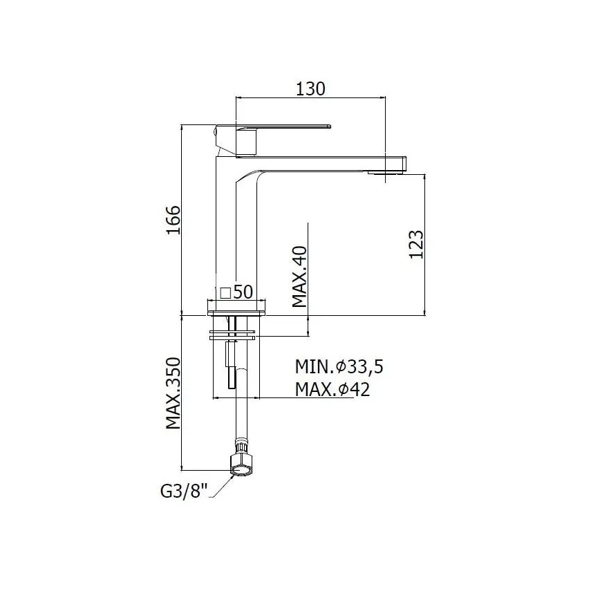 Paffoni - змішувач для умивальника TANGO з нержавіючої сталі