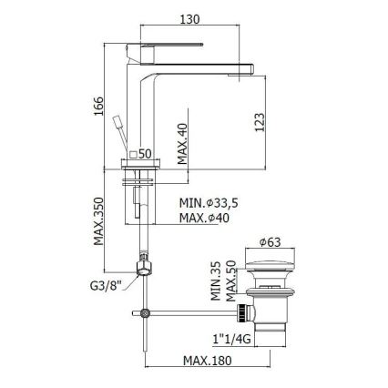 Paffoni - Змішувач для умивальника + з донним клапаном TANGO матовий хром
