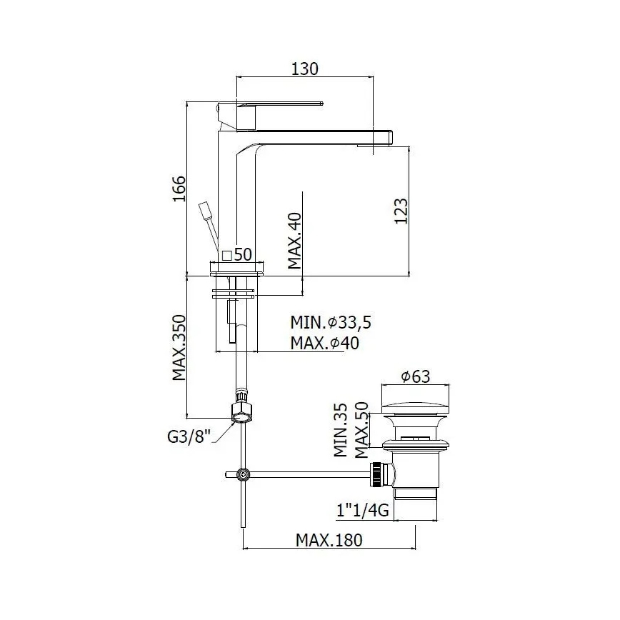 Paffoni - Змішувач для умивальника + з донним клапаном TANGO матовий хром