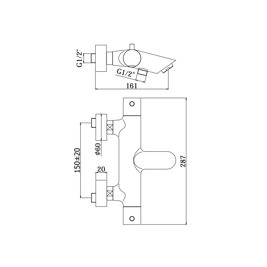 Paffoni - комплект для ванны LIGHT, полированный хром