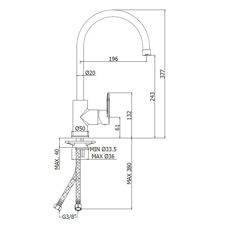 Paffoni - кухонний змішувач CANDY, глянцевий хром