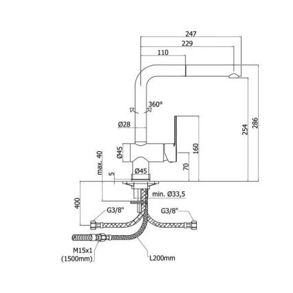 Paffoni - Кухонний змішувач з висувним душем RINGO 28,6 см