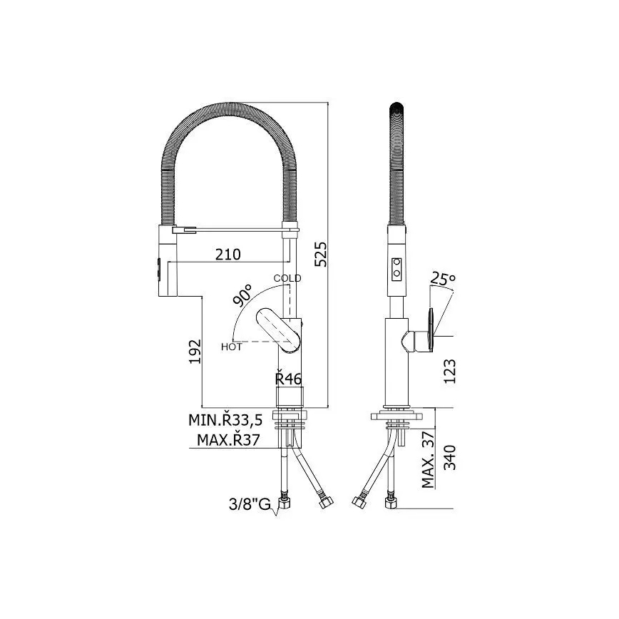 Paffoni - Кухонный смеситель с выдвижной лейкой CANDY 52,5 см черный